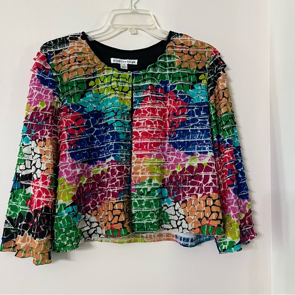 Madison Leigh Open Multi-color Top Size 14 Made In Indonesia